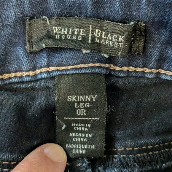 WHITE HOUSE BLACK MARKET Dark Blue Stretch Denim Skinny Jeans; Size 0 Reg - Picture 3 of 4